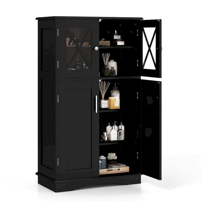 Meuble de rangement pour salle de bain, armoire de rangement en lin avec portes et