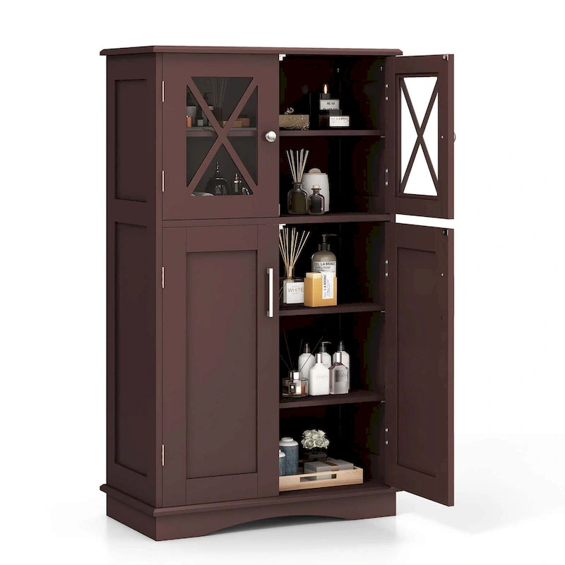 Meuble de rangement pour salle de bain, armoire de rangement en lin avec portes et