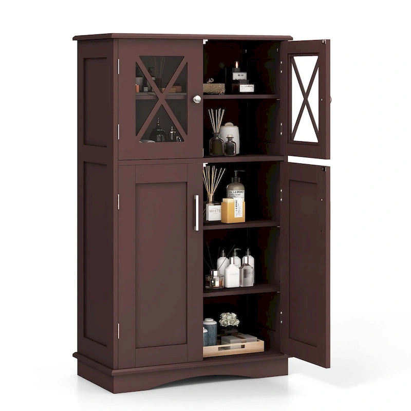 Meuble de rangement pour salle de bain, armoire de rangement en lin avec portes et