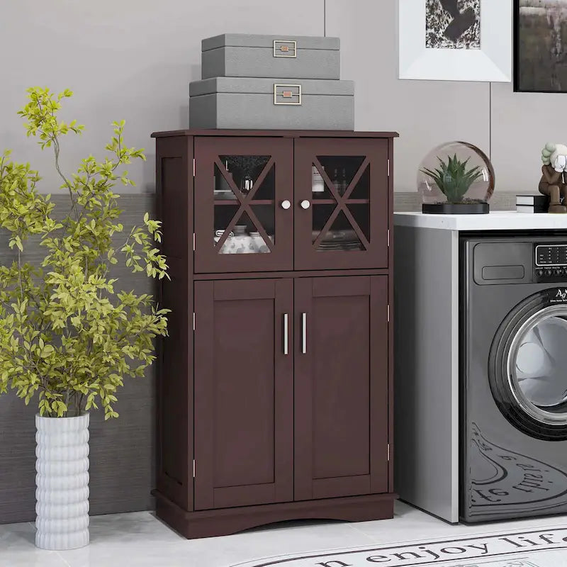 Meuble de rangement pour salle de bain, armoire de rangement en lin avec portes et