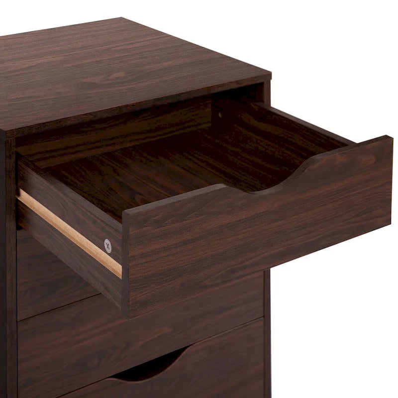 Commode à 5 tiroirs, commode de rangement en bois avec roulettes, organisateur de rangement pour travaux manuels et unité de rangement de bureau avec tiroirs