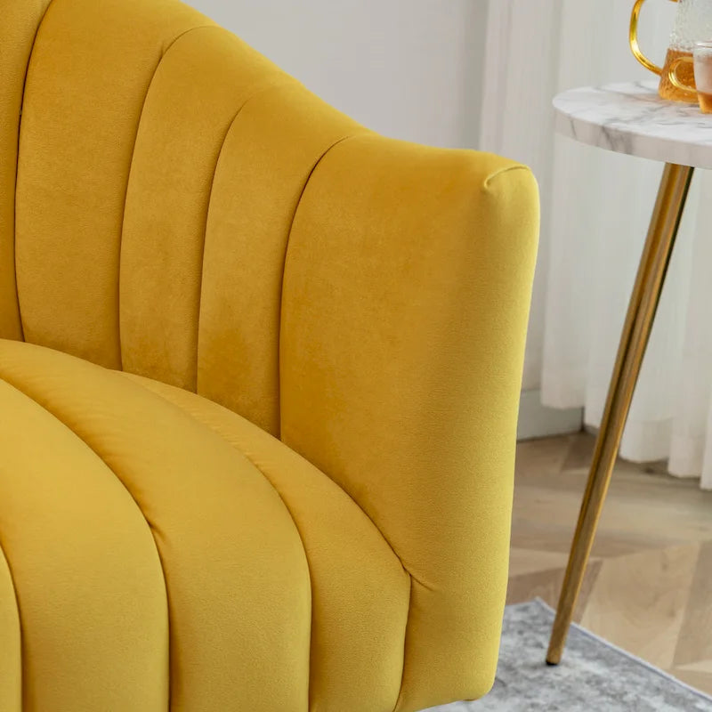 Canapé Loveseat 2 places confortable et glamour moderne avec pieds en métal (50) et dossier capitonné incurvé