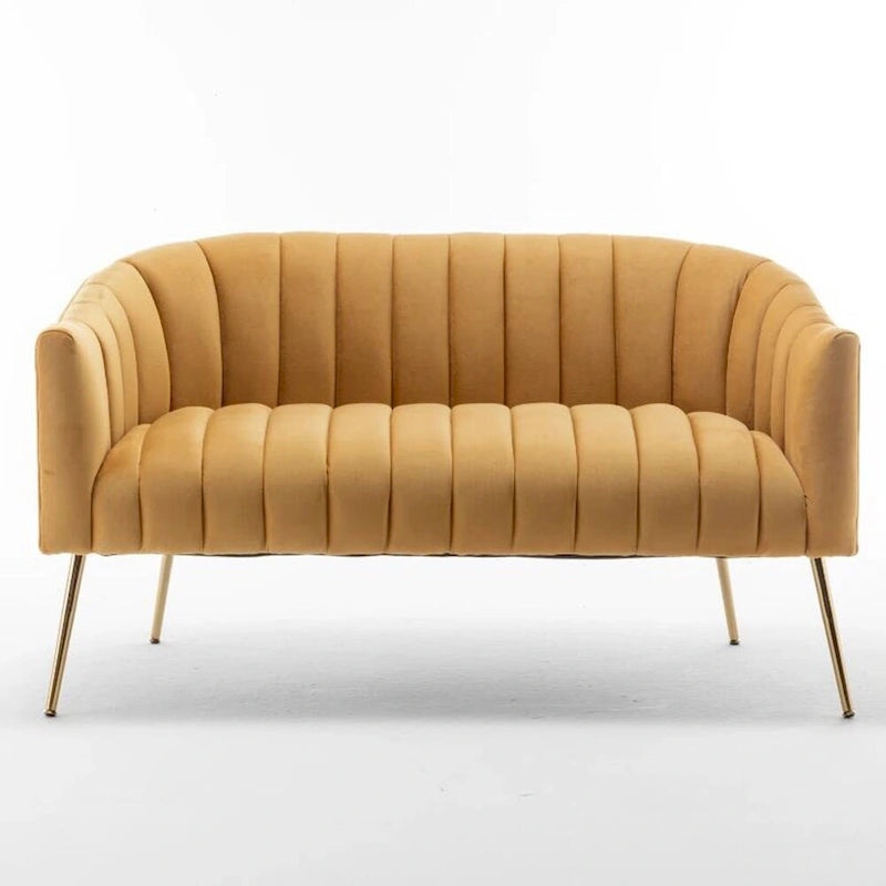 Canapé Loveseat 2 places confortable et glamour moderne avec pieds en métal (50) et dossier capitonné incurvé