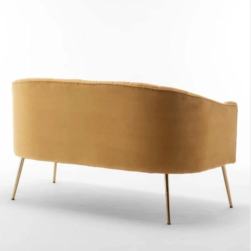 Canapé Loveseat 2 places confortable et glamour moderne avec pieds en métal (50) et dossier capitonné incurvé