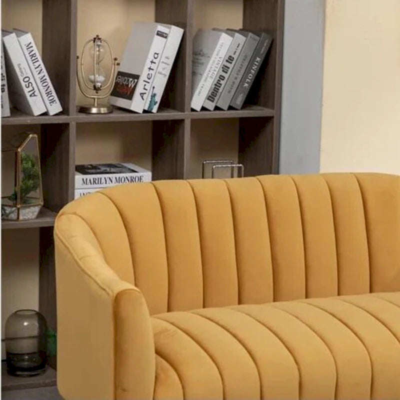 Canapé Loveseat 2 places confortable et glamour moderne avec pieds en métal (50) et dossier capitonné incurvé