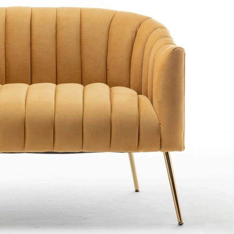 Canapé Loveseat 2 places confortable et glamour moderne avec pieds en métal (50) et dossier capitonné incurvé