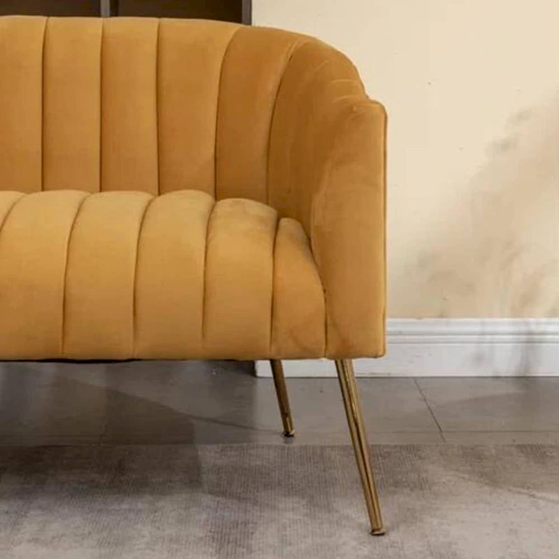 Canapé Loveseat 2 places confortable et glamour moderne avec pieds en métal (50) et dossier capitonné incurvé