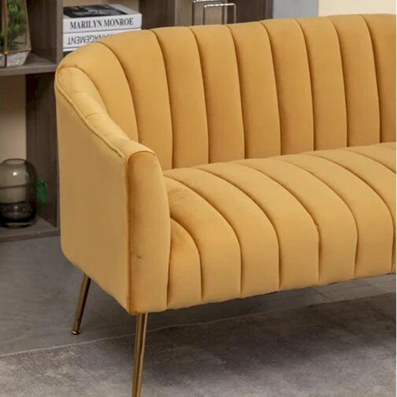 Canapé Loveseat 2 places confortable et glamour moderne avec pieds en métal (50) et dossier capitonné incurvé