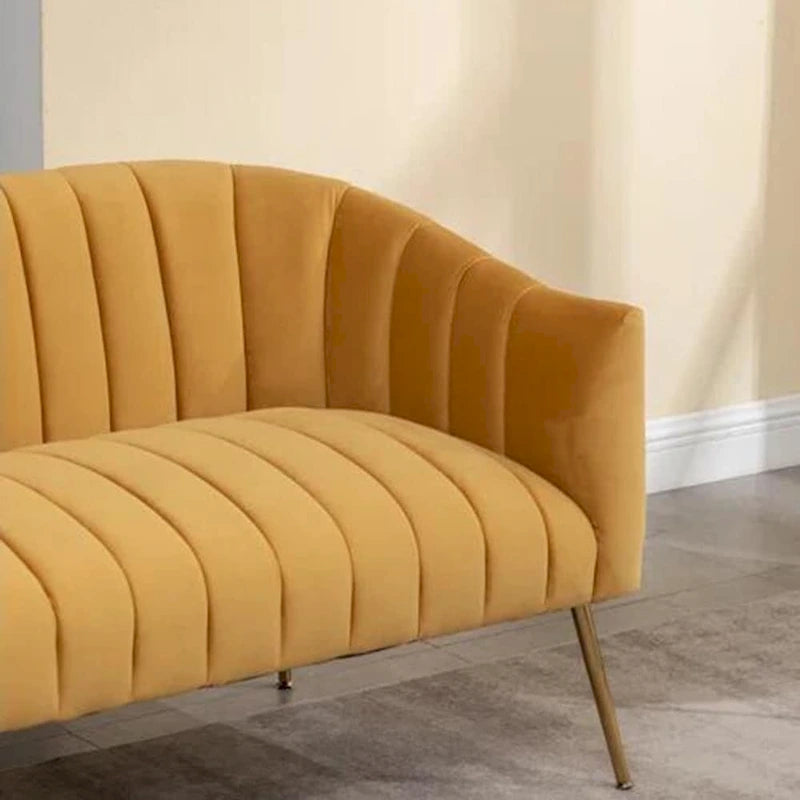 Canapé Loveseat 2 places confortable et glamour moderne avec pieds en métal (50) et dossier capitonné incurvé