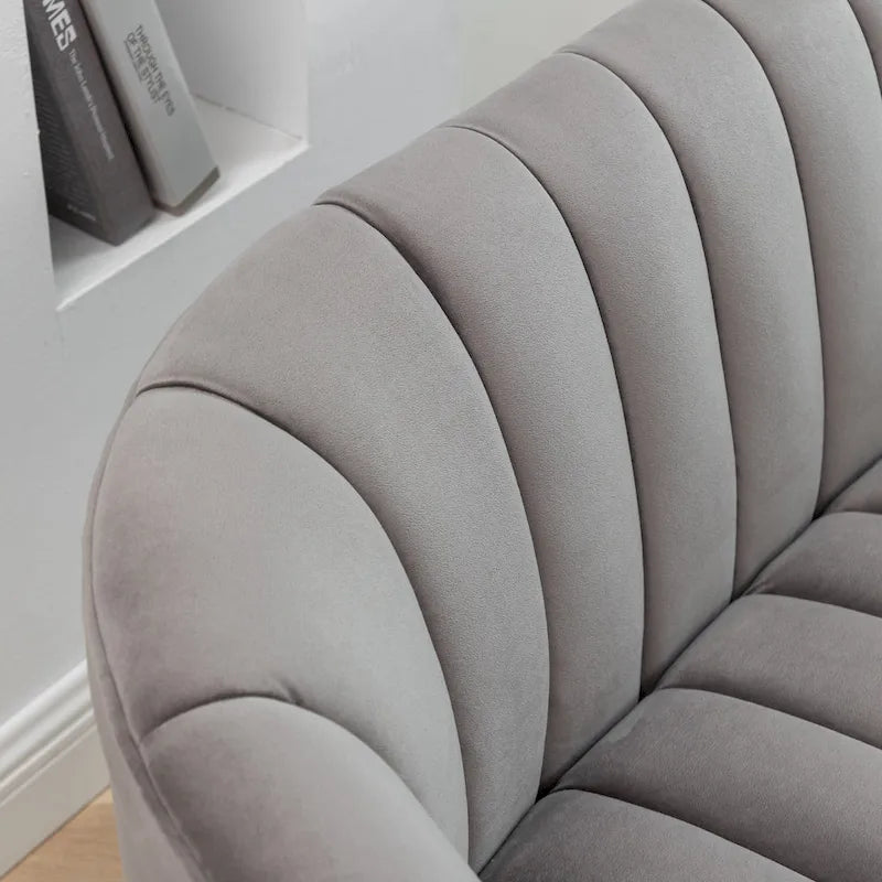 Canapé Loveseat 2 places confortable et glamour moderne avec pieds en métal (50) et dossier capitonné incurvé