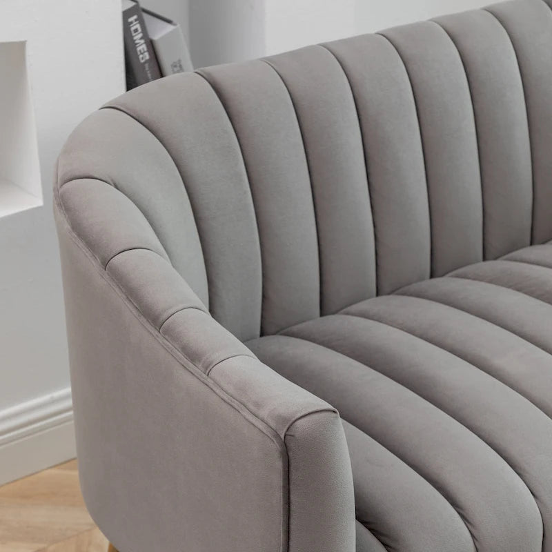 Canapé Loveseat 2 places confortable et glamour moderne avec pieds en métal (50) et dossier capitonné incurvé