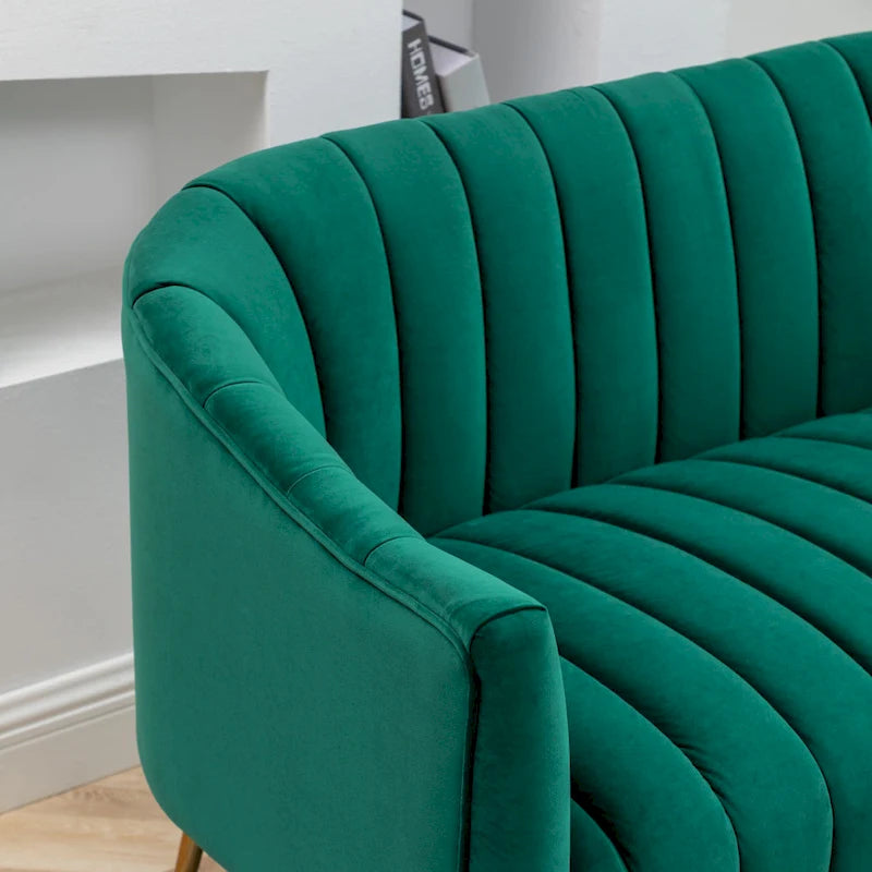 Canapé Loveseat 2 places confortable et glamour moderne avec pieds en métal (50) et dossier capitonné incurvé