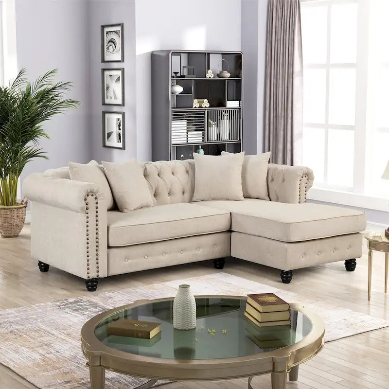 Morden Fort Chesterfield Sofa Living Room Furniture Couches Linen