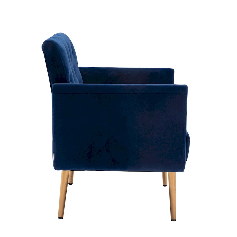 Fauteuil d'appoint capitonné en velours avec pieds dorés