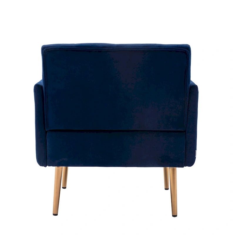 Fauteuil d'appoint capitonné en velours avec pieds dorés