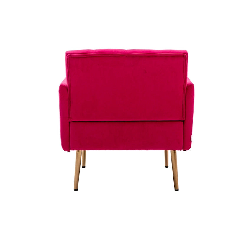 Fauteuil d'appoint capitonné en velours avec pieds dorés