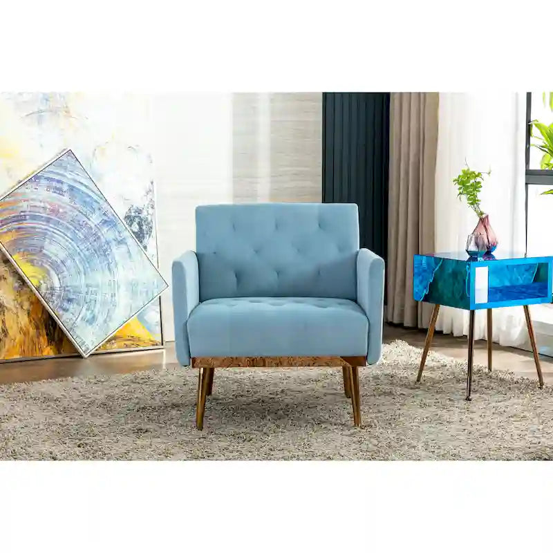Fauteuil d'appoint capitonné en velours avec pieds dorés