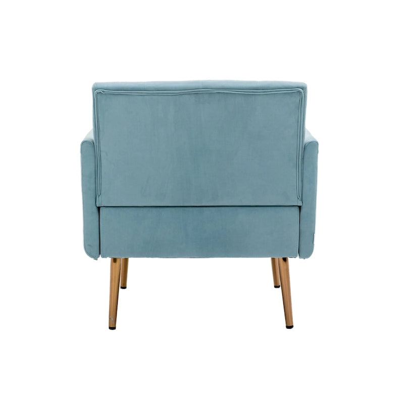 Fauteuil d'appoint capitonné en velours avec pieds dorés