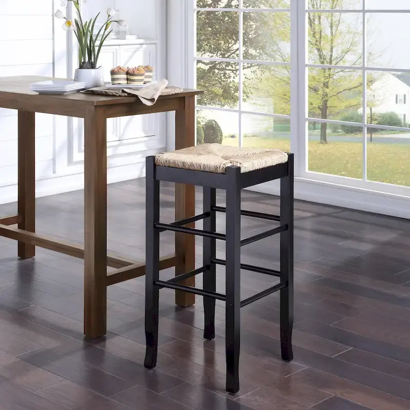 Tabouret de bar carré tressé de 74 cm