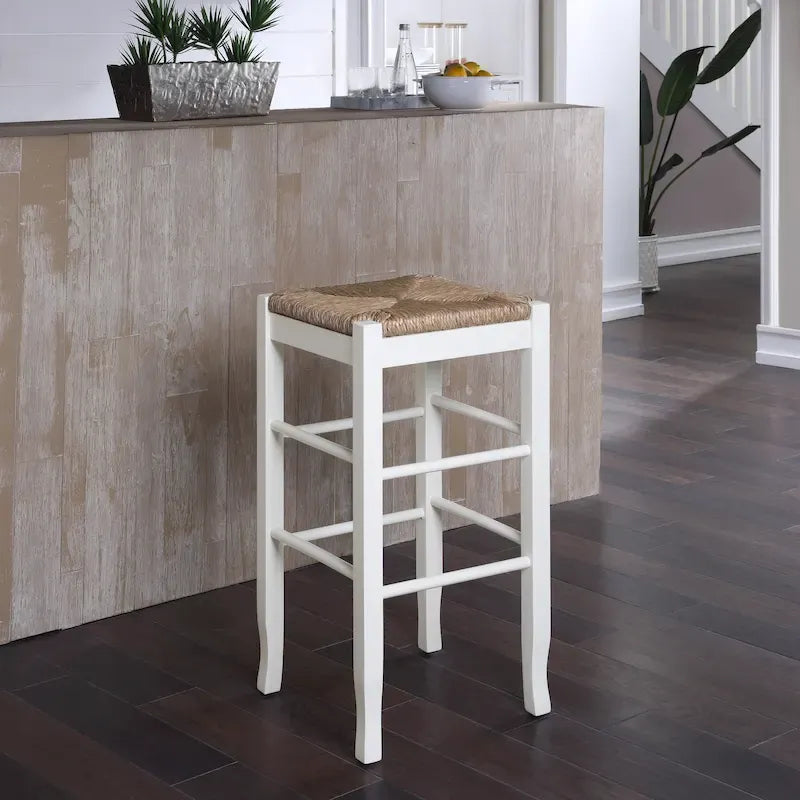 Tabouret de bar carré tressé de 74 cm
