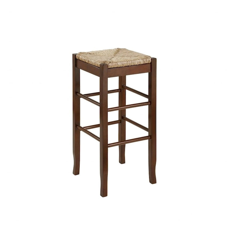 Tabouret de bar carré tressé de 74 cm