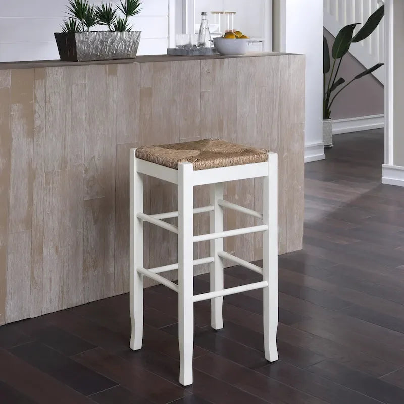 Tabouret de bar carré tressé de 74 cm
