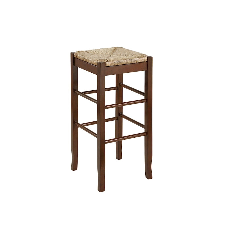 Tabouret de bar carré tressé de 74 cm