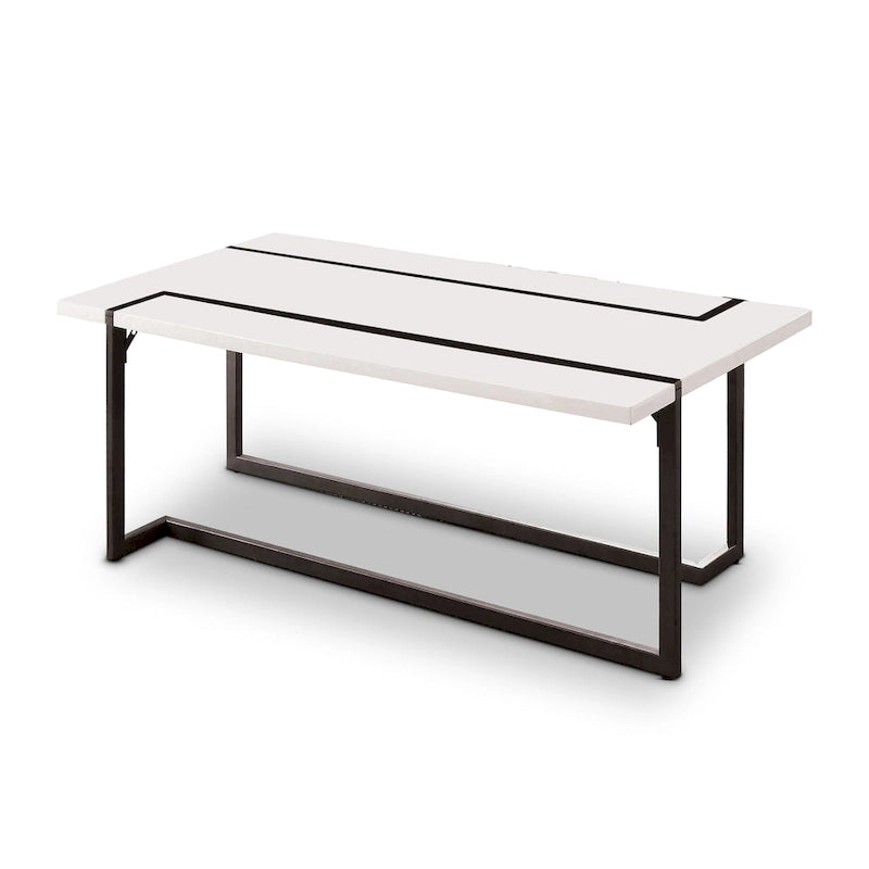 Table basse contemporaine blanche en laque de 119 cm
