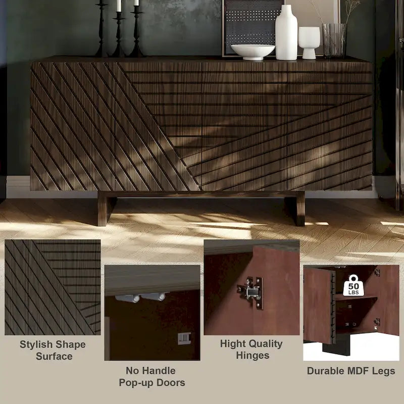 Buffet Bahut à 4 portes en bois du milieu du siècle