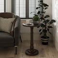 Petite table à boire sur pied, table d'appoint à plateau de style ferme, finition vieillie, traditionnelle