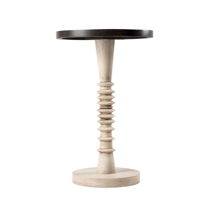 Petite table à boire sur pied, table d'appoint à plateau de style ferme, finition vieillie, traditionnelle
