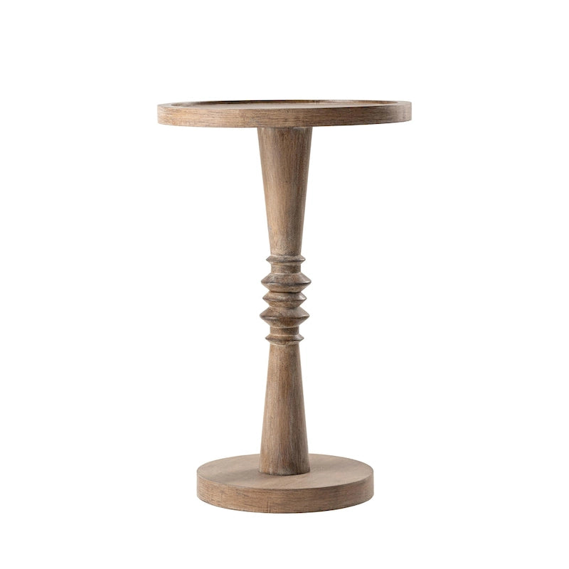 Petite table à boire sur pied, table d'appoint à plateau de style ferme, finition vieillie, traditionnelle