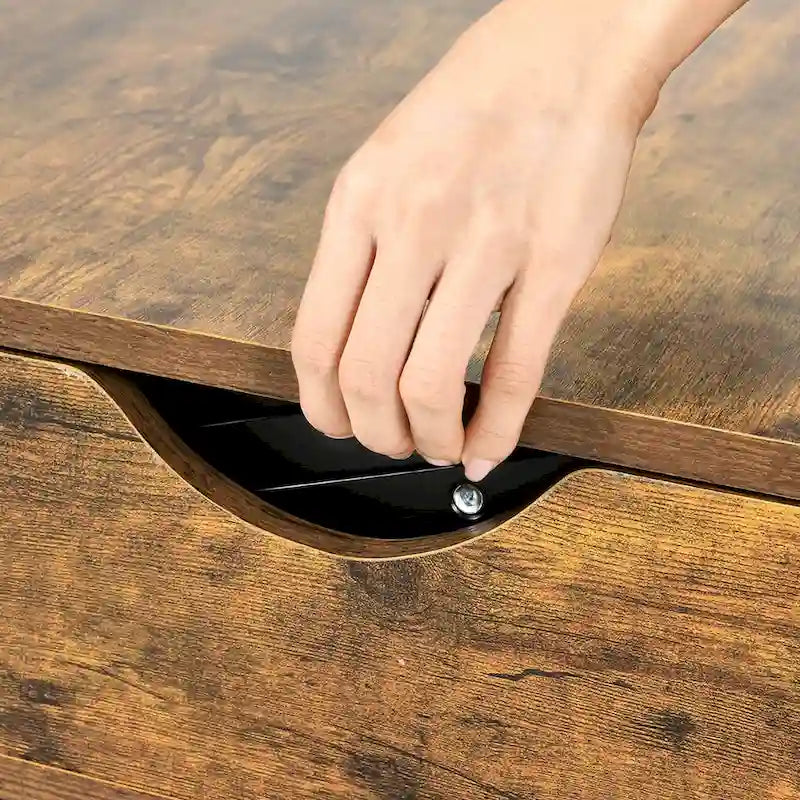 Table basse carrée à plateau relevable de style rustique avec rangement et étagère