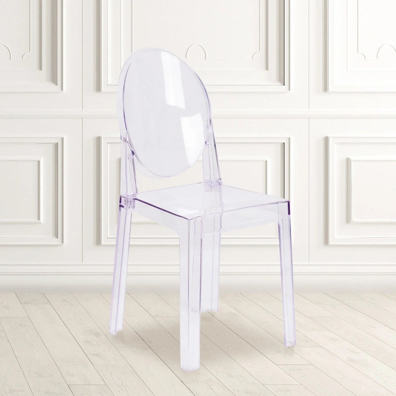 Chaise Dossier Ovale en Cristal Transparent - Chaises de Mariage