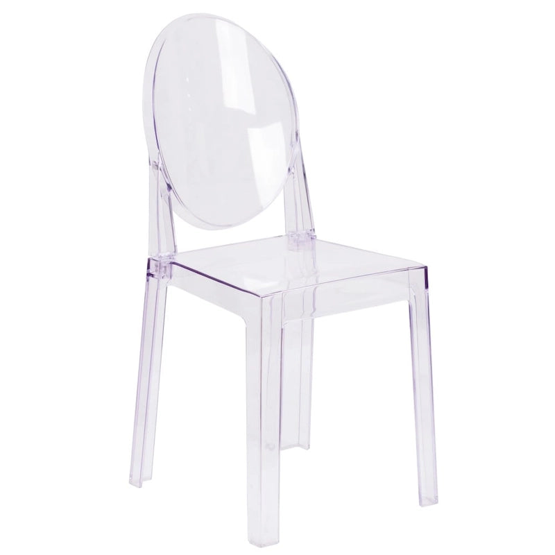 Chaise Dossier Ovale en Cristal Transparent - Chaises de Mariage
