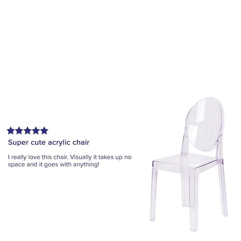 Chaise Dossier Ovale en Cristal Transparent - Chaises de Mariage