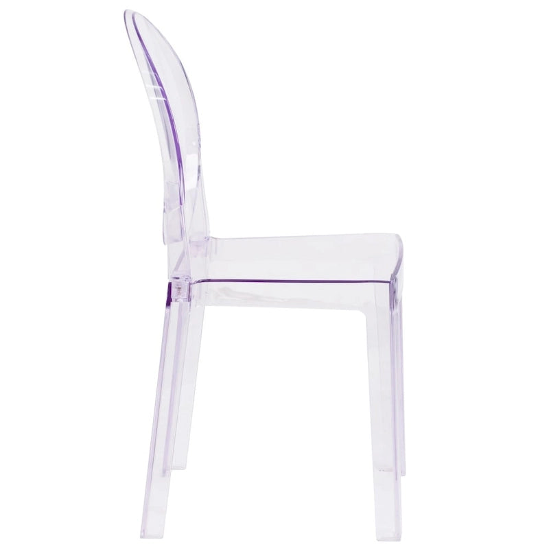 Chaise Dossier Ovale en Cristal Transparent - Chaises de Mariage