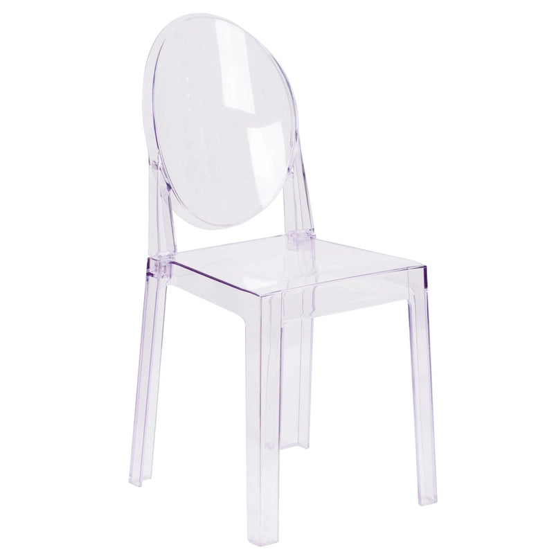 Chaise Dossier Ovale en Cristal Transparent - Chaises de Mariage