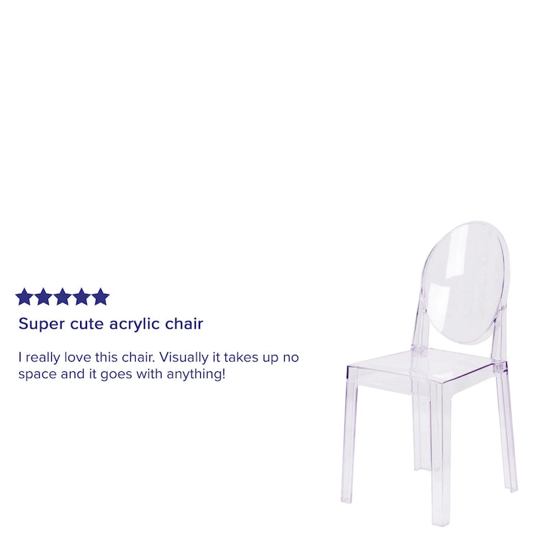 Chaise Dossier Ovale en Cristal Transparent - Chaises de Mariage