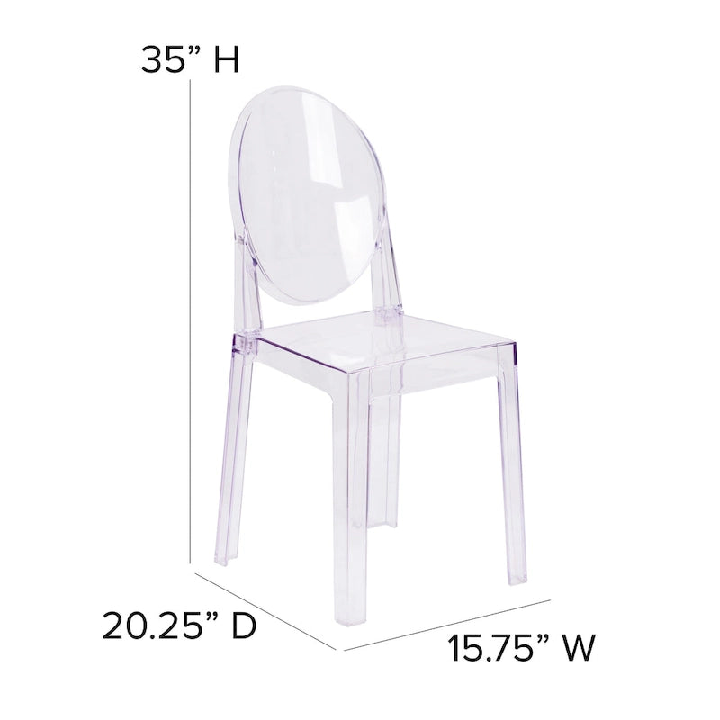 Chaise Dossier Ovale en Cristal Transparent - Chaises de Mariage