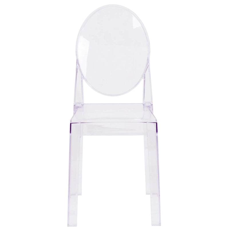 Chaise Dossier Ovale en Cristal Transparent - Chaises de Mariage