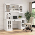 Bureau informatique 60W avec huche et rangement