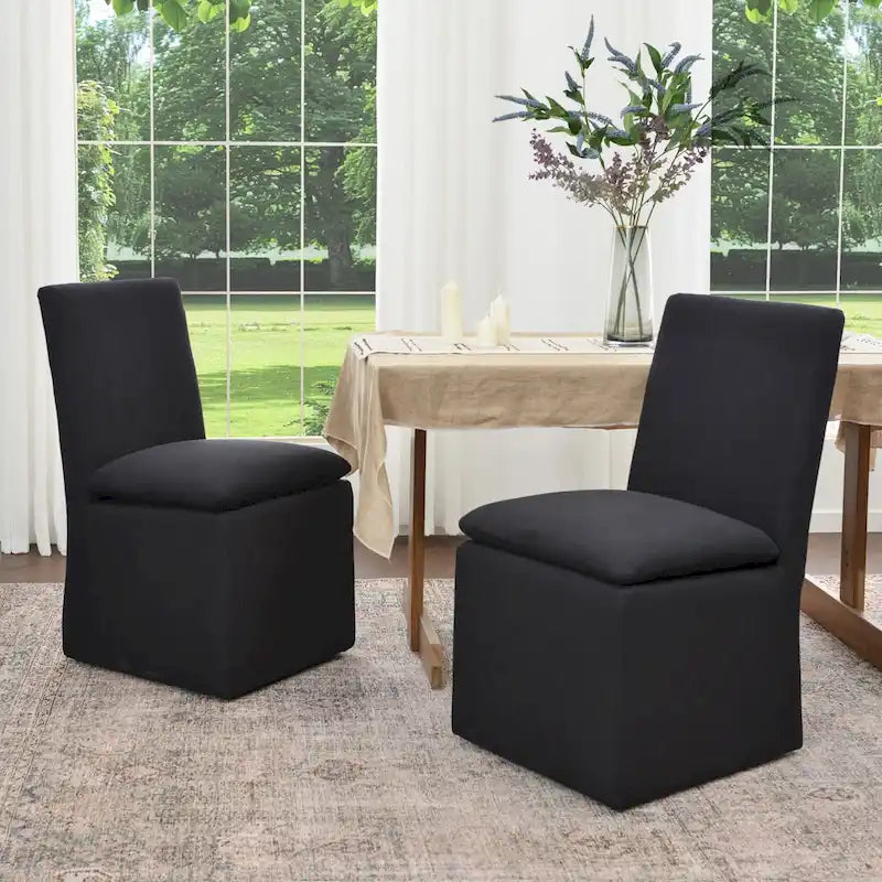 21 Chaises de salle à manger latérales rembourrées en tissu haute performance avec roulettes (lot de 2)
