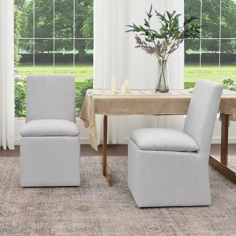 21 Chaises de salle à manger latérales rembourrées en tissu haute performance avec roulettes (lot de 2)
