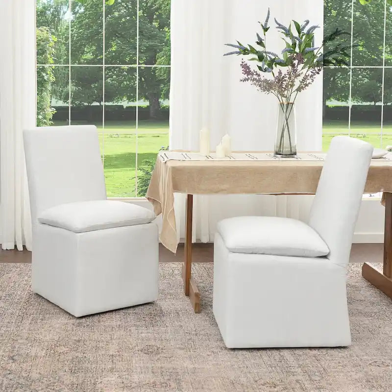 21 Chaises de salle à manger latérales rembourrées en tissu haute performance avec roulettes (lot de 2)
