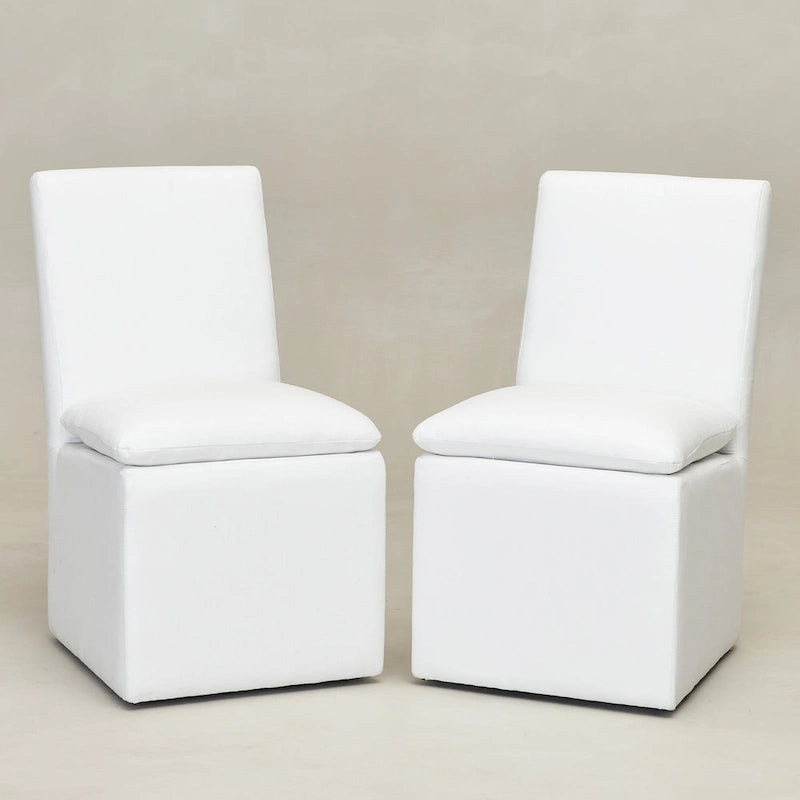 21 Chaises de salle à manger latérales rembourrées en tissu haute performance avec roulettes (lot de 2)