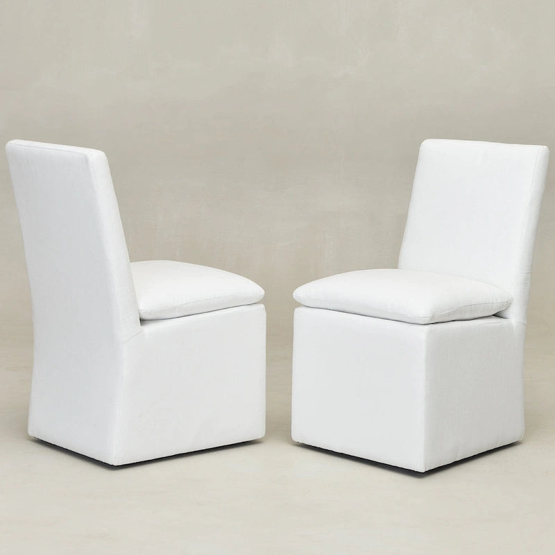 21 Chaises de salle à manger latérales rembourrées en tissu haute performance avec roulettes (lot de 2)