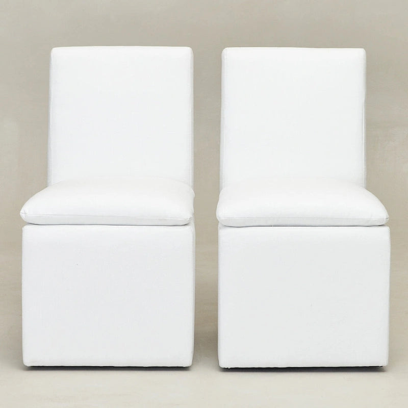 21 Chaises de salle à manger latérales rembourrées en tissu haute performance avec roulettes (lot de 2)