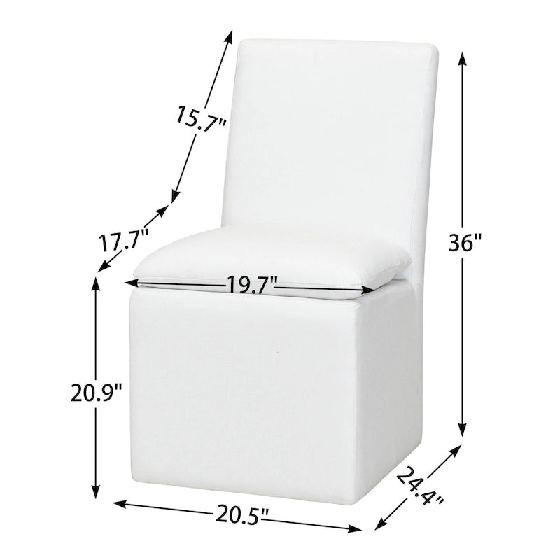 21 Chaises de salle à manger latérales rembourrées en tissu haute performance avec roulettes (lot de 2)