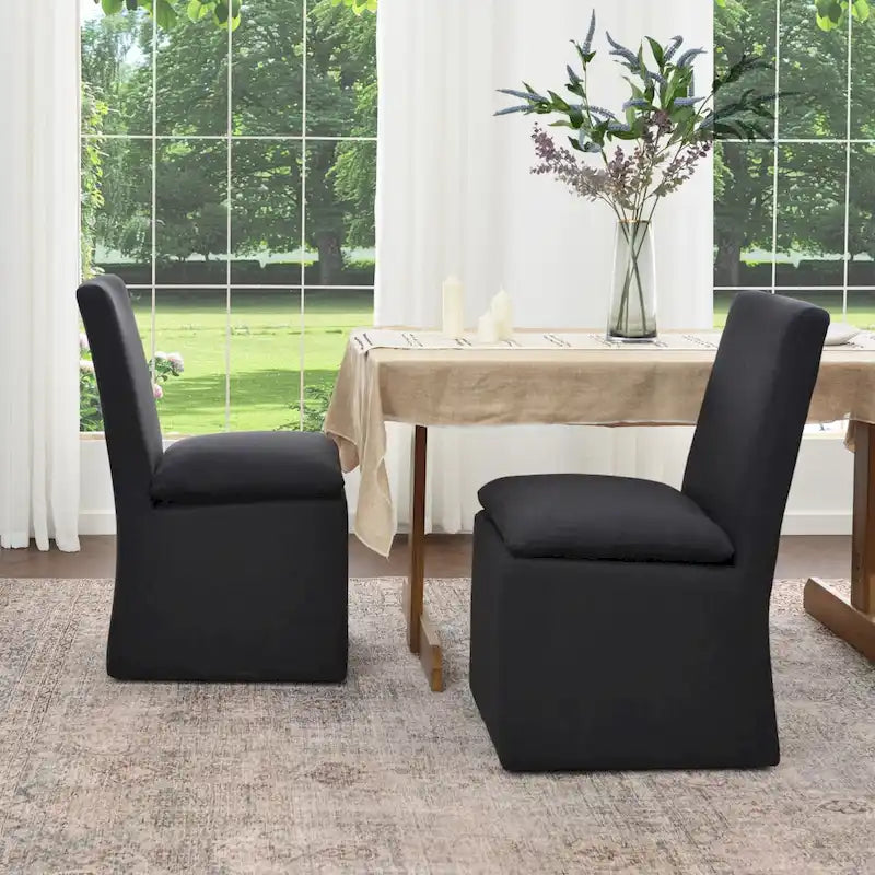 21 Chaises de salle à manger latérales rembourrées en tissu haute performance avec roulettes (lot de 2)